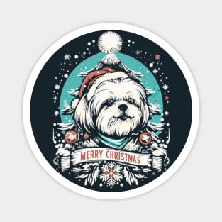 Shih Tzu Merry Christmas Santa Hat and Christmas Tree Magnet